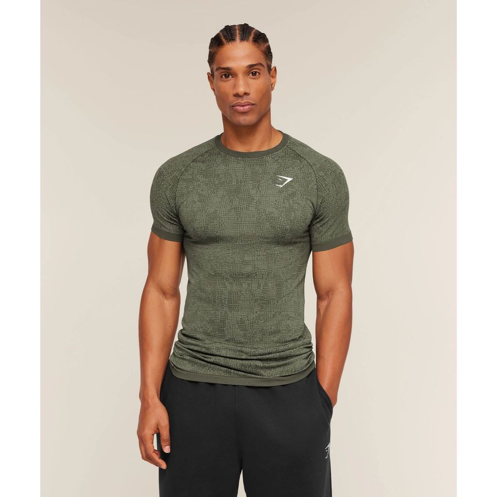 ใหม่ ONYX 5.0 เสื้อยืดออกกําลังกายผู้ชาย GYMSHARK เสื้อยืดยางยืดรัดรูปสําหรับวิ่งกลางแจ้งสําหรับออกก