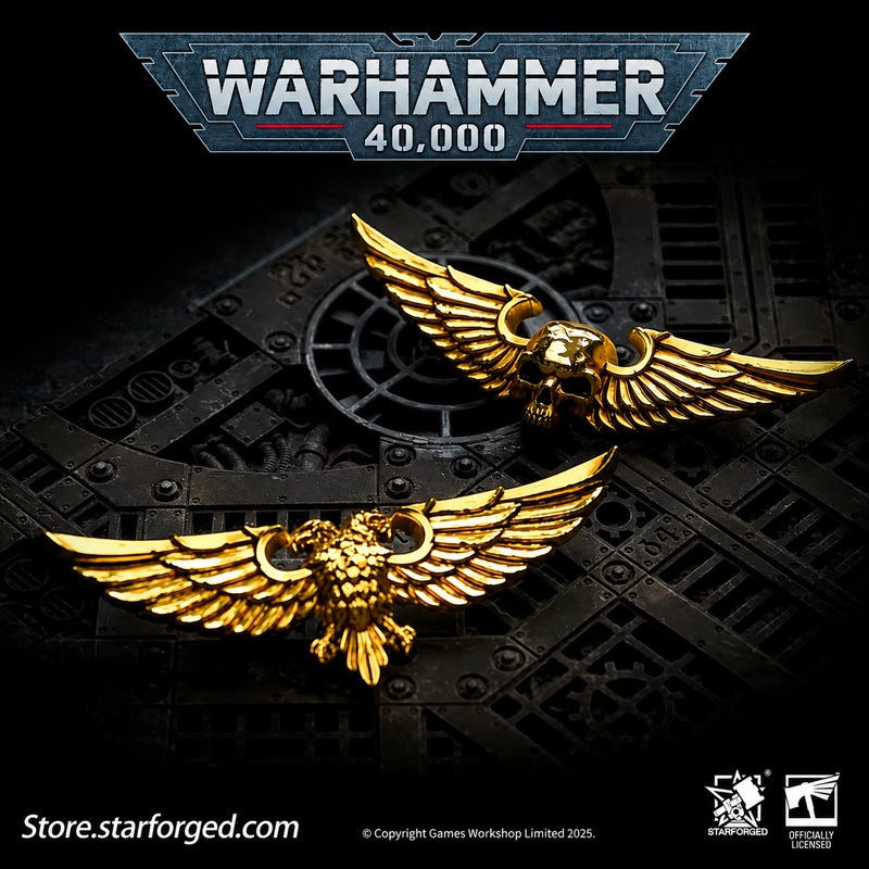 STARFORGED Official Warhammer 40K Astra Militarum Wings เข็มกลัดชุบทอง Aquila Skull โลหะ Pin ของขวัญ