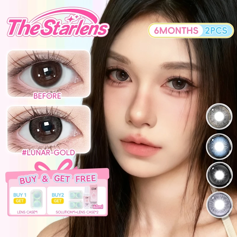 Starlens คอนแทคเลนส์ 1 คู่ คอนแทคเลนส์สีน้ําตาล/ดํา DIA14.2-14.5mm Soft Lens 6 เดือน บิ๊กอาย contact lens