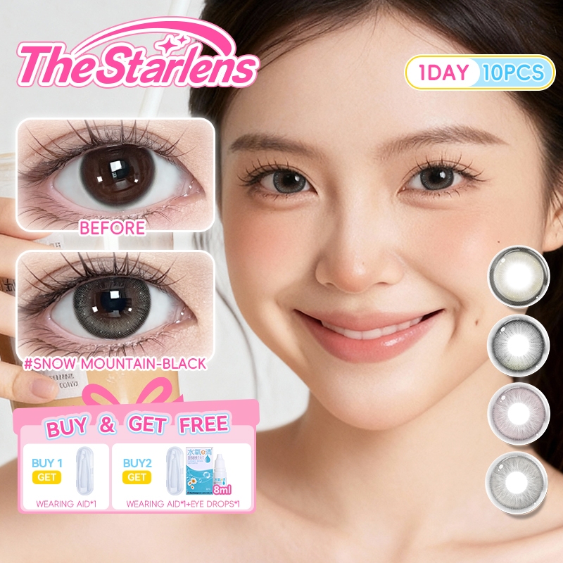 Starlens คอนแทคเลนส์ คอนแทคเลนส์รายวัน 10ชิ้น คอนแทคสีดํา/น้ําเงิน/น้ําตาล รายวันใช้สําหรับ1วันตาสายตาสั้นเกรดเลนส์(0.0~ 8.0) DIA14.2-14.5mm