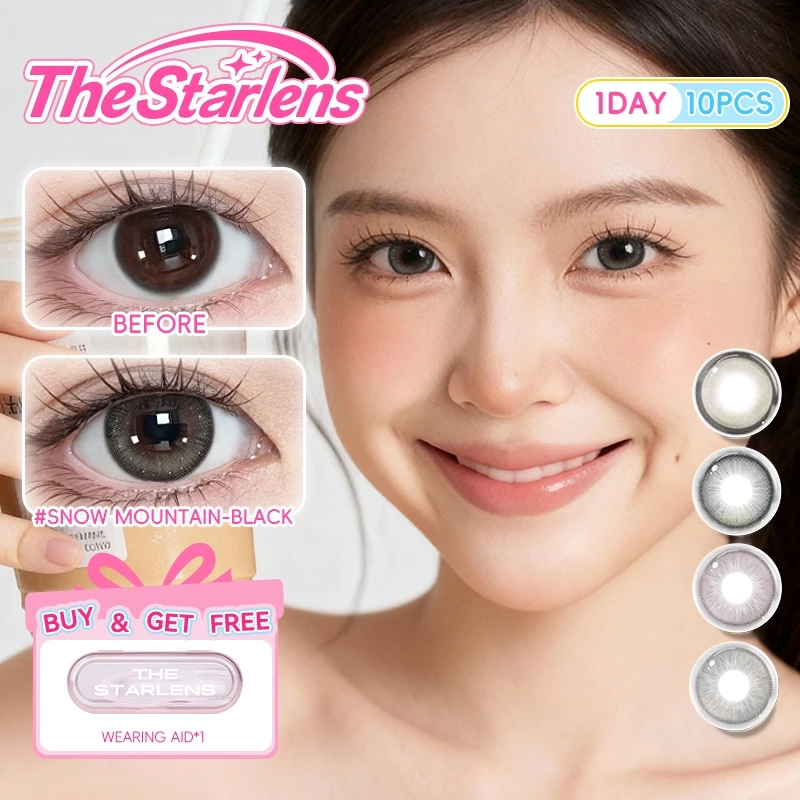 Starlens คอนแทคเลนส์ คอนแทคเลนส์รายวัน 10ชิ้น คอนแทคสีดํา/น้ําเงิน/น้ําตาล รายวันใช้สําหรับ1วันตาสายตาสั้นเกรดเลนส์(0.0~ 8.0) DIA14.2-14.5mm