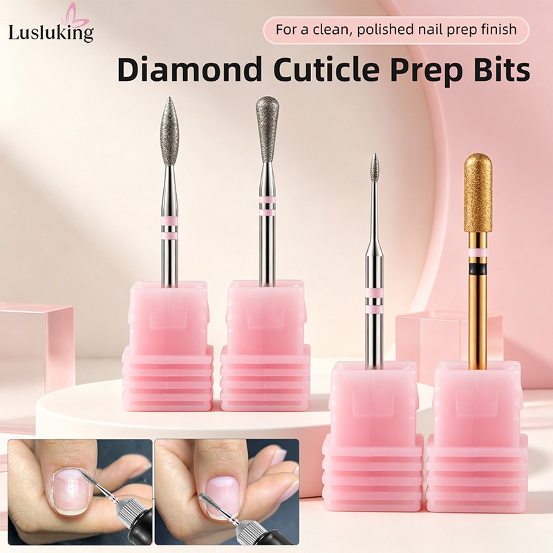 Lusking Diamond เจาะเล็บ Bits รัสเซียเล็บ Cuticle Remover Bits สําหรับ Prep Work & Gel Removal