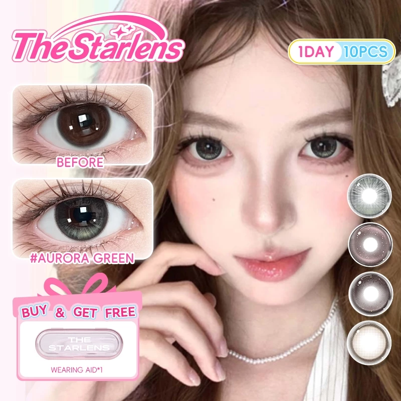 Starlens 10 ชิ้นคอนแทคเลนส์สําหรับ 1 วันใช้สีดํา/สีเทา/สีน้ําตาล 14.2-14.5 มม.ตาโตเกรด 0-8