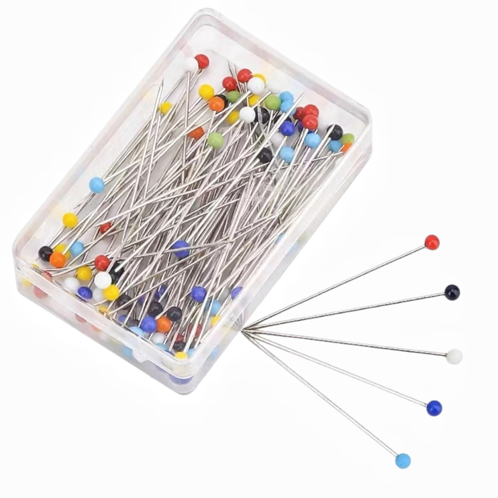 หลายสีแก้วบอลหัว Pins ตรง Quilting Pins พร้อมกล่องพลาสติกสําหรับเย็บหัตถกรรม Dressmaker เครื่องประดับตกแต่งเครื่องมือ