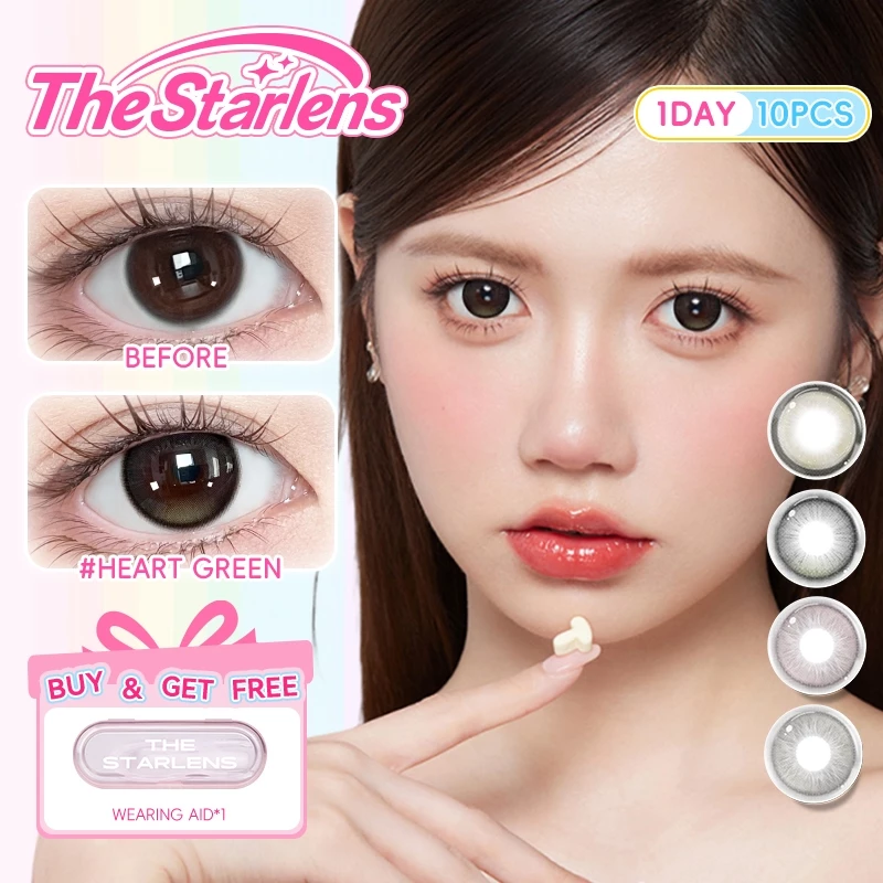 Starlens คอนแทค 10 ชิ้น /5 คู่ คอนแทคเลนส์รายวัน เลนส์สีม่วง DIA14.2-14.5 มม. ตาโต เลนส์สายตาสั้น (0.0~-8.0)