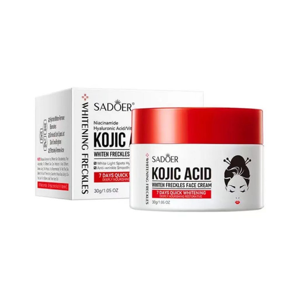 SADOER Kojic Acid Whitening Freckles Face Cream Niacinamide Anti-Wrinkle Brightening Cream 30g
