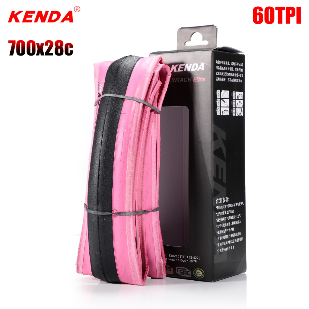 Kenda ยางรถจักรยาน 700c 700x25/28c ยางจักรยานเสือหมอบ 3x60TPI ลูกปัดพับ ETRTO KOUNTACH Elite ป้องกันการเจาะสีชมพูสีเหลือง