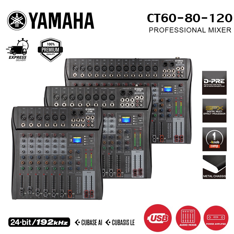 YAMAHA CT60/CT80/CT120 MIXER 6/8/12 ช่อง Built-in DSP Reverb Effect Professional ผสม Stage, เหมาะสํา