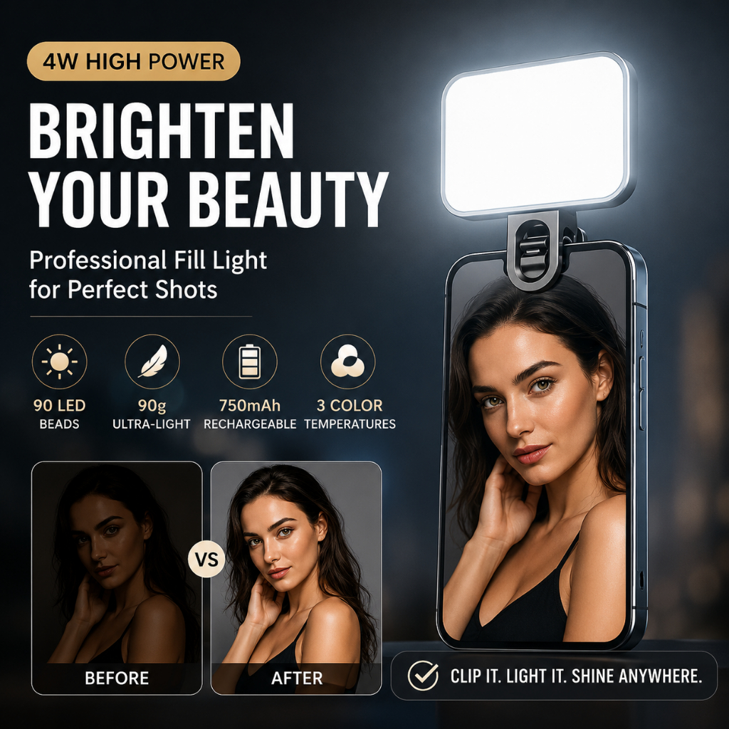 TikChic FL-11 ไฟเติมโทรศัพท์, หรี่แสงได้หลายระดับ, ไฟเซลฟี่แบบพกพา