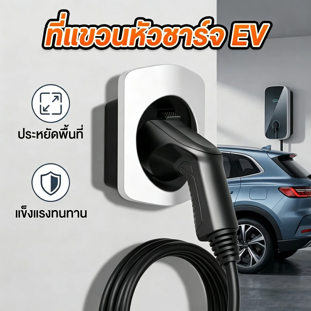 Wall Mount Type 2 EV Charger Holder ปฏิบัติประเภท 2 สายชาร์จสําหรับ EV Charger ตะขอแขวน EV charger ที่แขวนหัวชาร์จ EV และสายไฟ แบบติดผนัง ตะขอแขวนปลั๊กชาร์จรถ EV