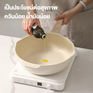 Ecowin ชุดกระทะ การเคลือบหินทางการแพทย์ เกรดพรีเมียม ไม่ติดกระทะ เหมาะสำหรับเตาทุกประเภท