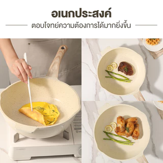 Ecowin ชุดกระทะ การเคลือบหินทางการแพทย์ เกรดพรีเมียม ไม่ติดกระทะ เหมาะสำหรับเตาทุกประเภท