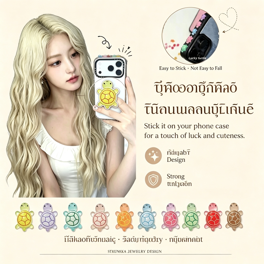 St.kunkka 10 ชิ้นสติกเกอร์เรซิ่นเต่าน้อยนำโชคเกาหลี ตุ๊กตาเต