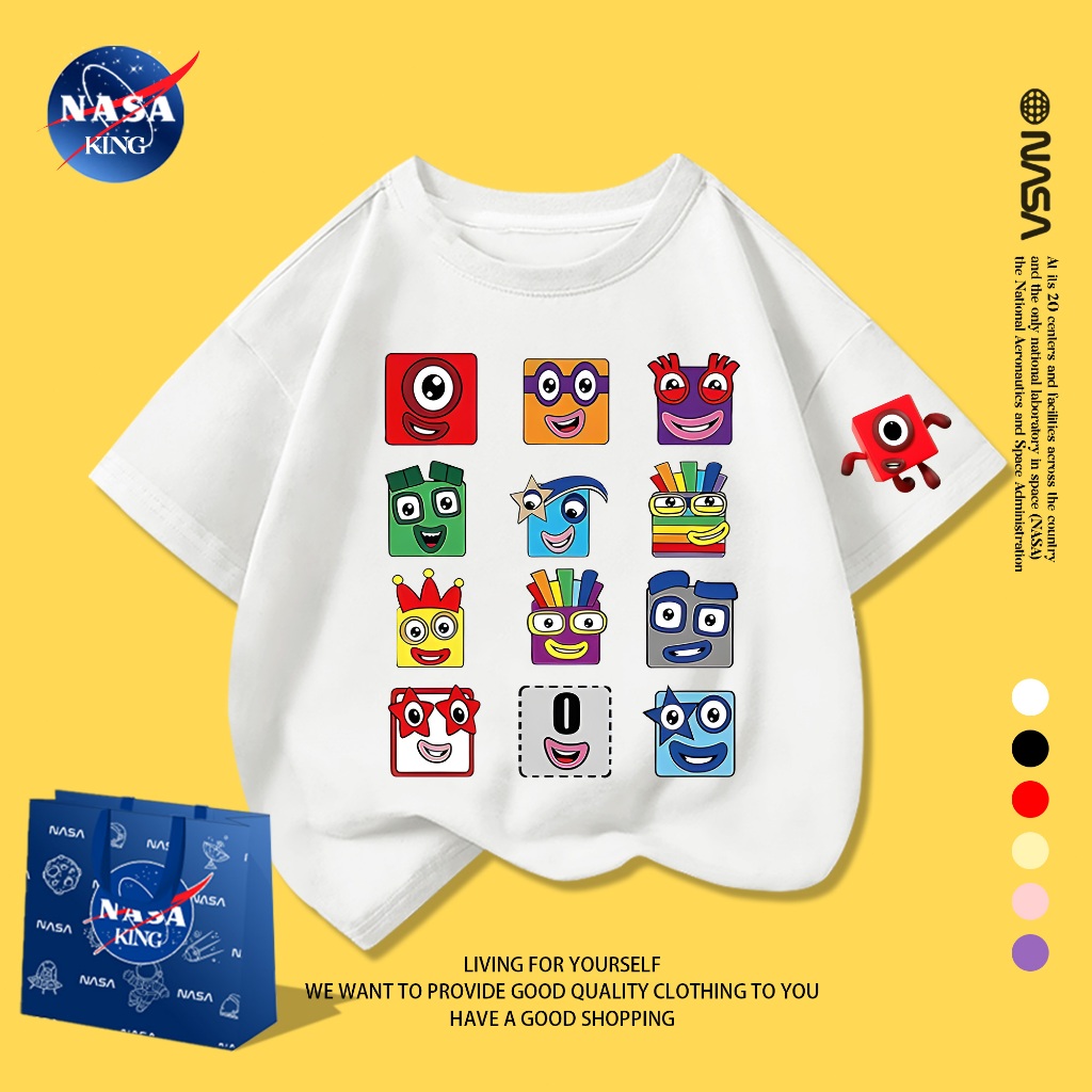 【จัดส่งภายใน 24 ชม.】COD เสื้อยืดเด็กแขนสั้น ลายการ์ตูน Numberblocks ผ้านุ่ม ใส่สบาย สำหรับเด็กอายุ 1-12 ปี
