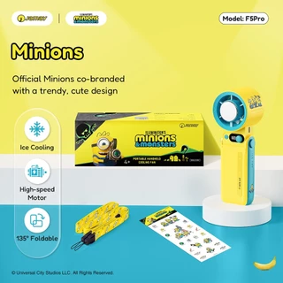 JAMAYxMinions F5proMNS Handheld Fan 6000mAh ความเร็วสูง ประหยัดพลังงาน ปรับระดับลมได้ 199 ระดับ พร้อมหน้าจอ LED ขนาดกะทัดรัด น้ำหนักเบา เหมาะสำหรับใช้งานทั้งในบ้านและกลางแจ้ง พกพาสะดวก เหมาะทุกการเดินทาง