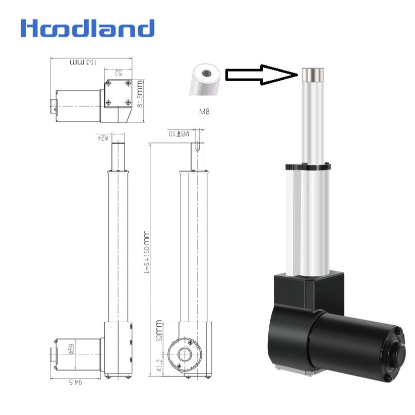 IP6000 พัตเตอร์ไฟฟ้า DC12V/24V ก้านยืดไสลด์ไฟฟ้า 6000N เกรดอุตสาหกรรม Thrust ก้านยกไฟฟ้า