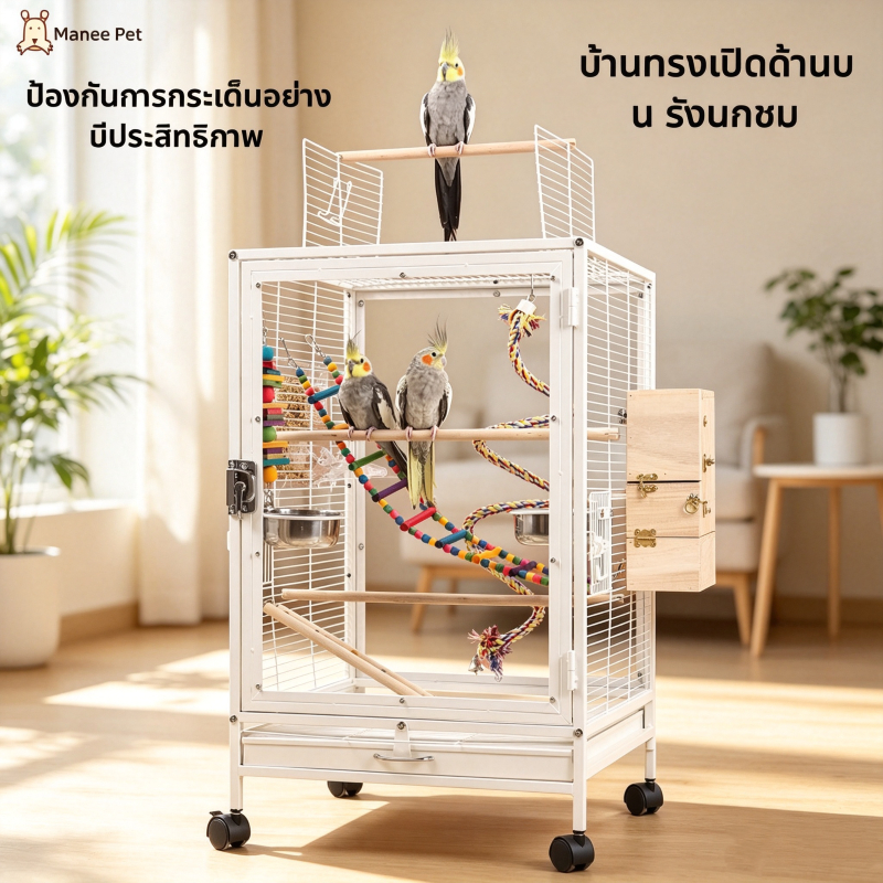 กรงนกขนาดใหญ่กรงนกสัตว์เลี้ยงกรงนกแก้วเปิดหรูหราวิลล่านกแก้วบ้านกรงนกอะคริลิหรูหราสาดหลักฐานและทนต่อสนิมความแ