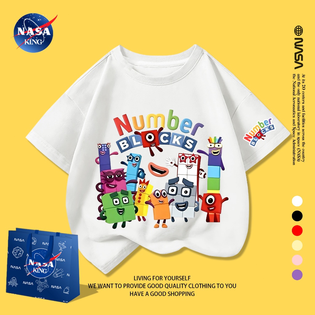 【พร้อมส่ง】COD เสื้อยืดเด็กแขนสั้น ลาย Numberblocks ผ้านุ่ม ระบายอากาศดี ใส่สบาย สำหรับเด็ก