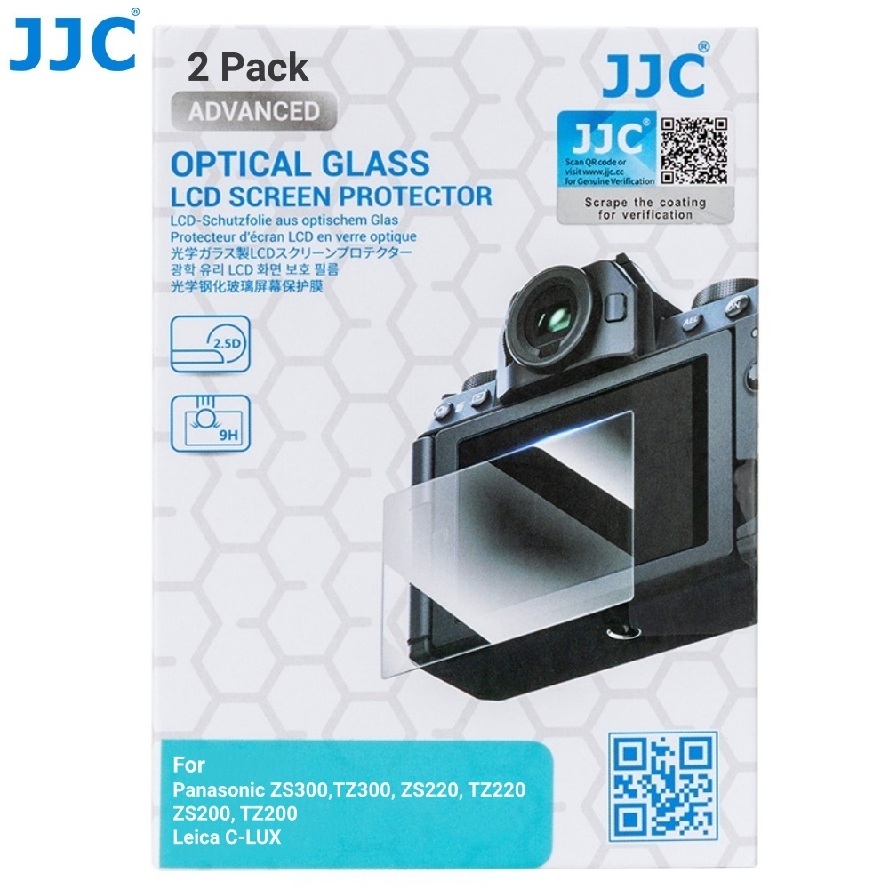 JJC ป้องกันหน้าจอกระจกนิรภัยสําหรับ Panasonic ZS300 TZ300 ZS220 ZS200 TZ220 TZ200, C-LUX กล้อง LCD G