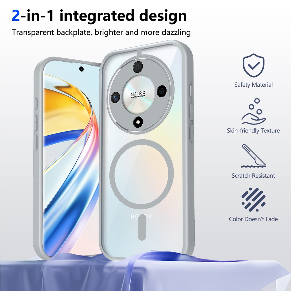สําหรับ Honor X9D X8D X8C X7D X7C X6D X6C X5D X5C 5G 4G Magnetic Case Hard อะคริลิคไร้สายชาร์จ Sands