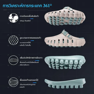 361 degrees รองเท้าหลุมผู้ชาย รองเท้าแตะผู้หญิง กันลื่น พื้นหนานุ่ม รองเท้าแตะชายหาด กันน้ำ ใส่สบาย เดินกลางแจ้ง