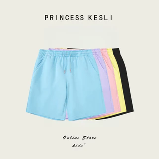 Princess Kesli กางเกงขาสั้นเด็ก ใส่เย็นสบาย แบบกีฬาลำลองบางๆ ผ้านิ่ม พร้อมเชือก กางเกงขาสั้นเด็กหญิง 2-12ปี