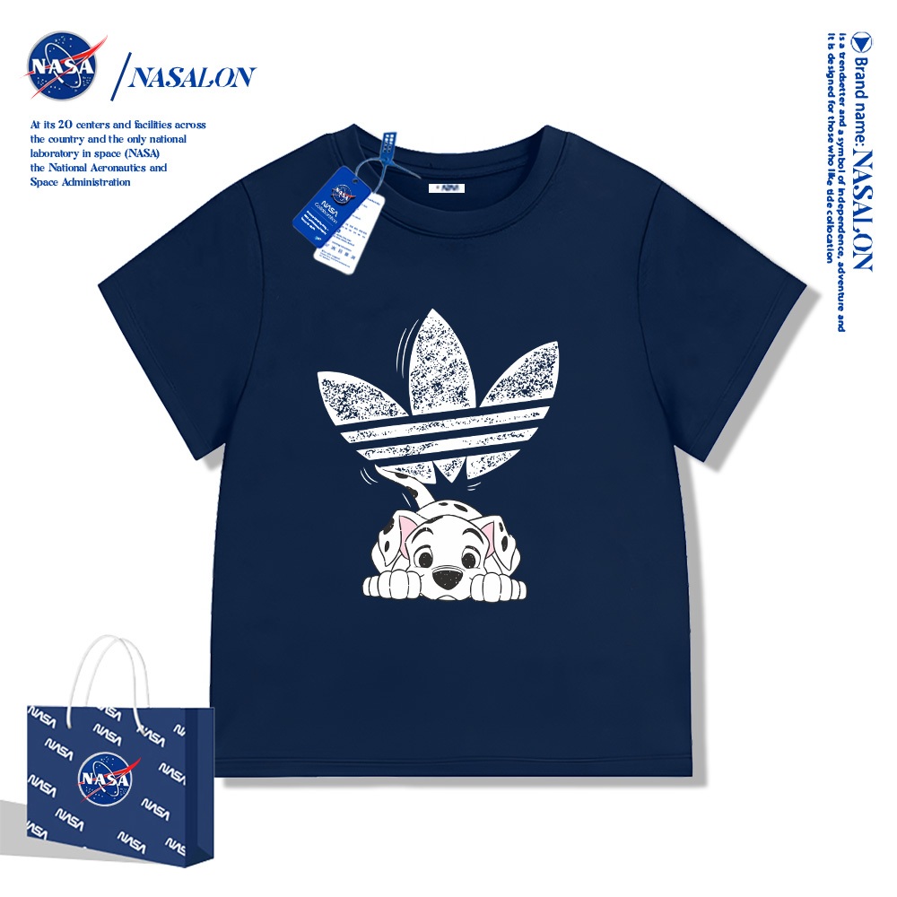 NASA เสื้อยืดเด็ก ผ้าฝ้าย 100% ลายการ์ตูนน่ารัก ผ้านุ่ม ใส่สบาย สไตล์เกาหลี เหมาะสำหรับเด็กอายุ 1-12 ปี