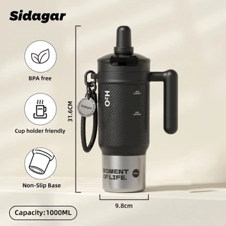 Sidagar 1000มล แก้วเก็บความเย็น เคลือบเซรามิค 316 แก้ว สแตนเลส ความจุขนาดใหญ่ แก้วน้ำเก็บอุณหภูมิ Sports Water Cup