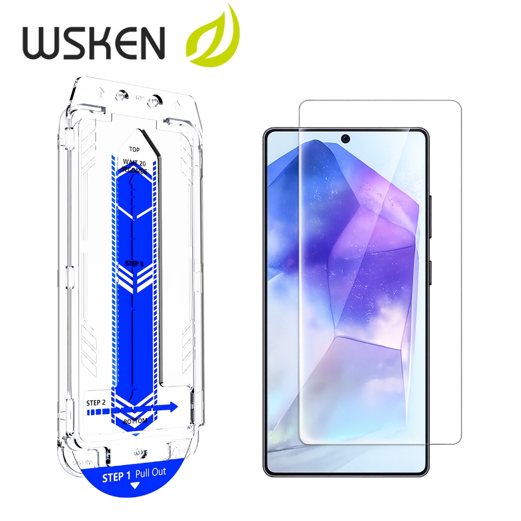 WSKEN ไม่มีขอบสีดำ ฟิล์มกระจก for Samsung A57 A56 A55 S25FE S24FE กระจกนิรภัย กันรอย 1pcs ปลดล็อกด้วยลายนิ้วมือ สำหรับ S26Ultra/S25Ultra/S24Ultra ขอบใส HD ฟิล์ม