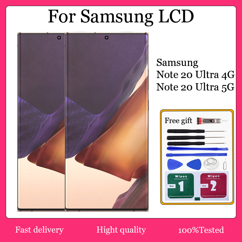 SAMSUNG Original AMOLEDสําหรับSamsung Galaxy Note 20 ultra 4G 5GจอแสดงผลLCDหน้าจอสัมผัสพร้อมกรอบเปลี