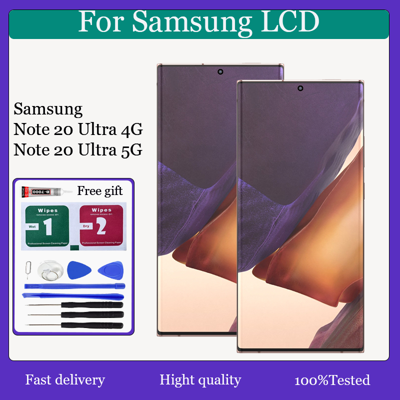 SAMSUNG Original AMOLEDสําหรับSamsung Galaxy Note 20 ultra 4G 5GจอแสดงผลLCDหน้าจอสัมผัสพร้อมกรอบเปลี