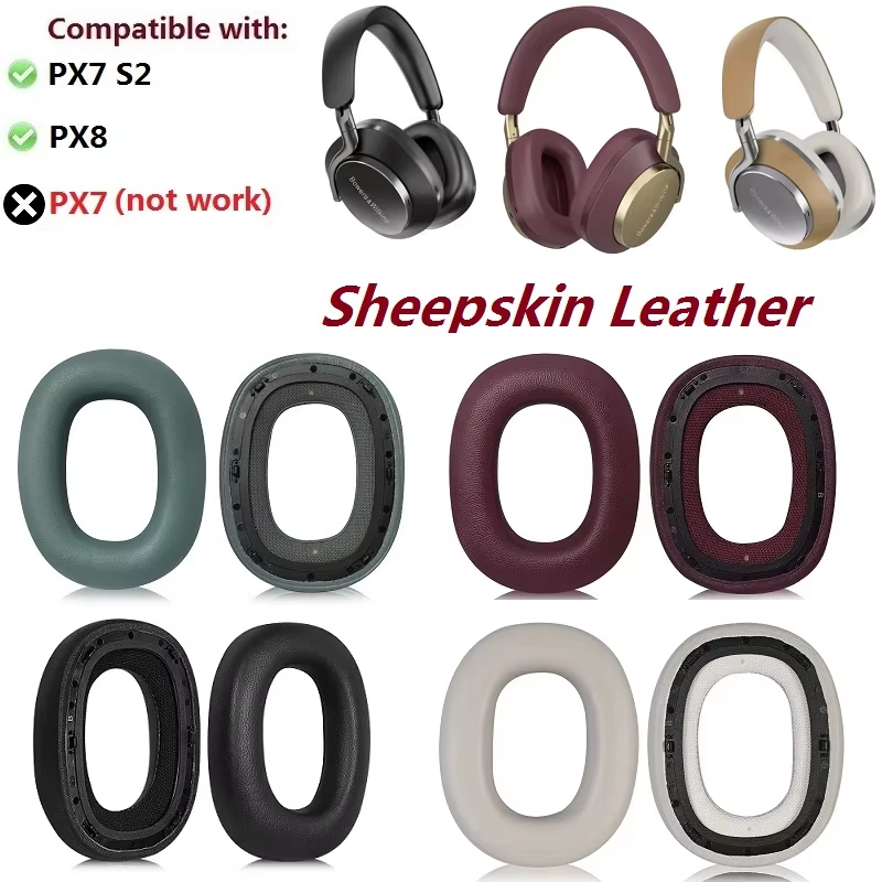 แผ่นรองหูฟังหนังแกะแท้สําหรับ PX8/PX7 S2/PX7 S2e หูฟังเปลี่ยนแผ่นรองหูฟัง Earmuffs หมอน