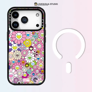 แม่เหล็กอะคริลิสีชมพูเดซี่ยิ้มดอกไม้กรณีโทรศัพท์สําหรับ ไอโฟน 17 มือโปร สูงสุด 17อากาศ 16 15 14 13 12กันกระแทกป้องกันปลอก