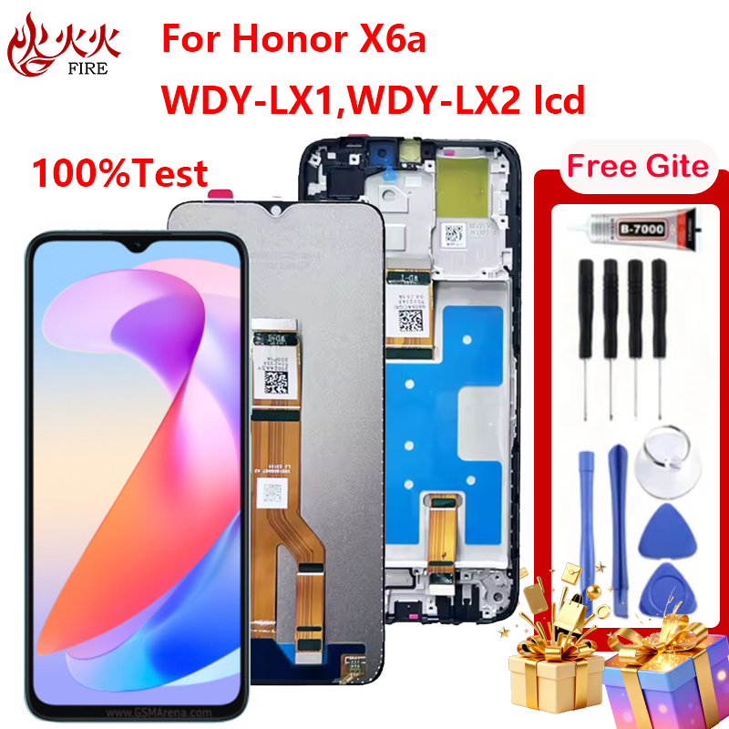 จอแสดงผล LCD สําหรับ Honor X6a WDY-LX1 WDY-LX2 Touch Screen Digitizer Assembly กรอบอะไหล่