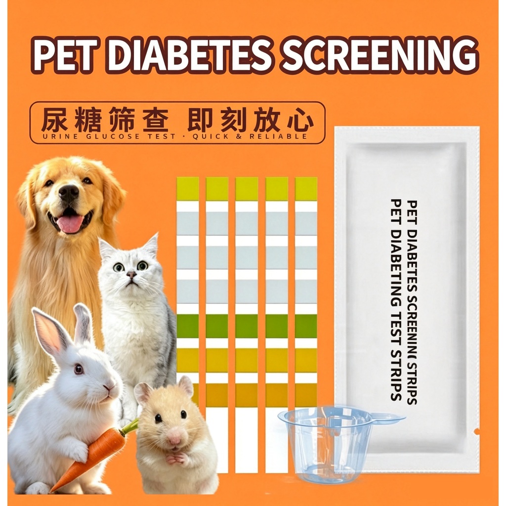 แถบตรวจน้ำตาลปัสสาวะสัตว์เลี้ยง สุนัข แมว กระต่าย หนูแฮมสเตอร์ ตรวจเบาหวาน Pet Urine Glucose Test St