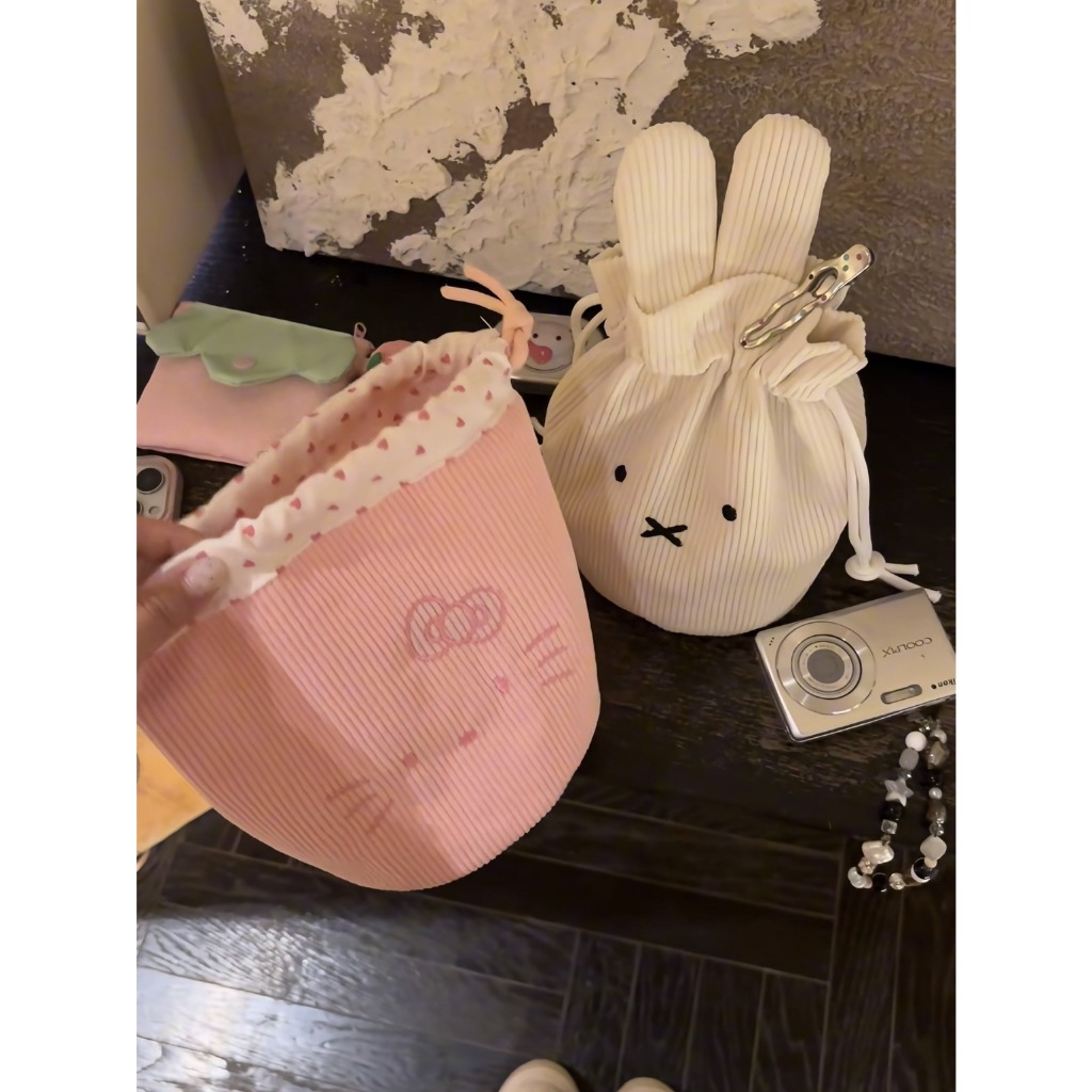 Miffy Rabbit KT Corduroy Drawstring Makeup Bag