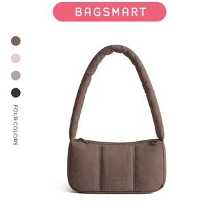 BAGSMART กระเป๋าถือผู้หญิง กระเป๋าถือใบเล็ก Handbag มีซิป น้ำหนักเบา ทนน้ำ ดีไซน์ Puffy มีหลายช่อง