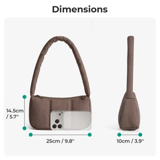 BAGSMART กระเป๋าถือผู้หญิง กระเป๋าถือใบเล็ก Handbag มีซิป น้ำหนักเบา ทนน้ำ ดีไซน์ Puffy มีหลายช่อง