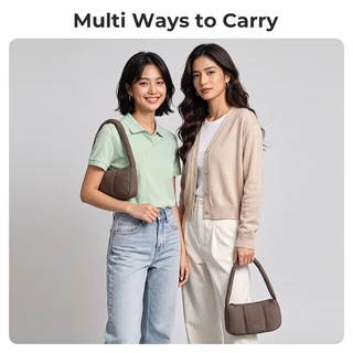 BAGSMART กระเป๋าถือผู้หญิง กระเป๋าถือใบเล็ก Handbag มีซิป น้ำหนักเบา ทนน้ำ ดีไซน์ Puffy มีหลายช่อง