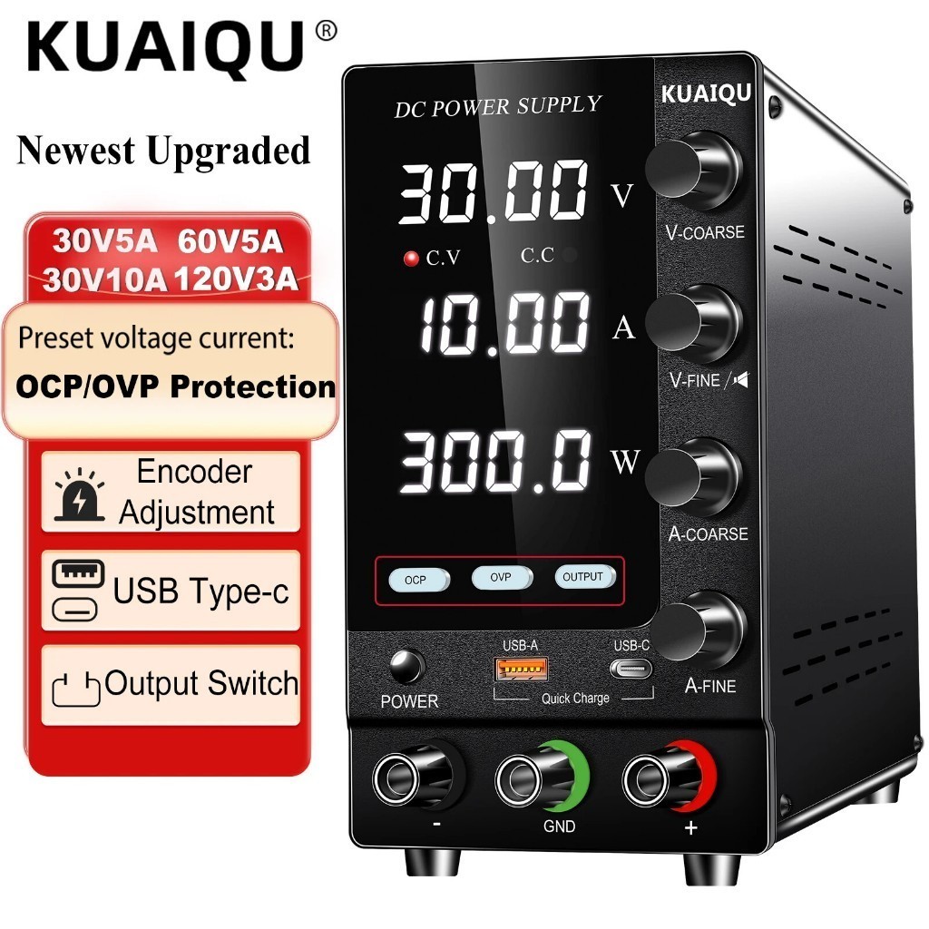 KUAIQU DC POWER SUPPLY SPS-C3010S ปรับค่าได้ เครื่องจ่ายไฟ กระแสตรง DC แหล่งจ่ายไฟแบบสวิตชิ่ง แบบปรับได้ 12V 24V 30V 10A Lab DC Power Supply สำหรับซ่อมโทรศัพท์มือถือ