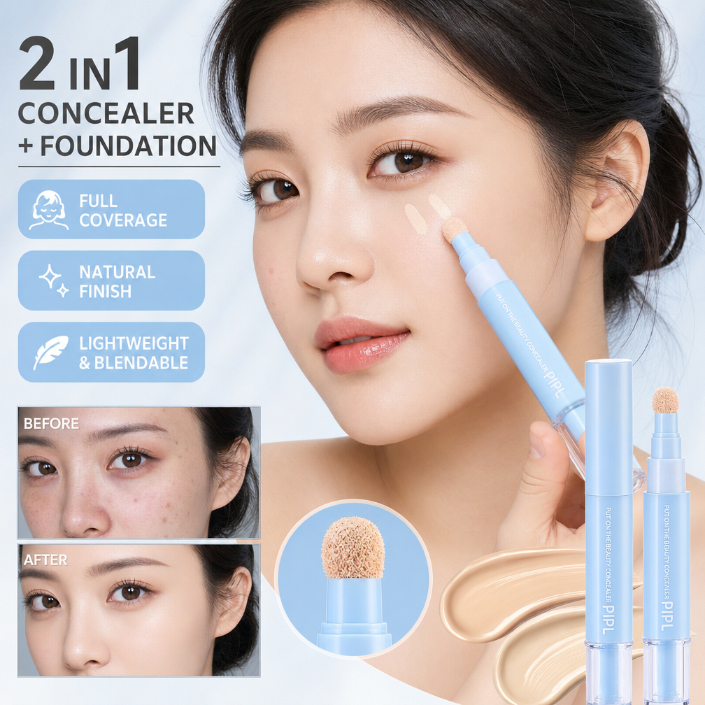 2 in 1 คอนซีลเลอร์ Foundation ปากกา Liquid แต่งหน้าคอนซีลเลอร์ Stick ติดทนนาน Full Coverage Face Spo