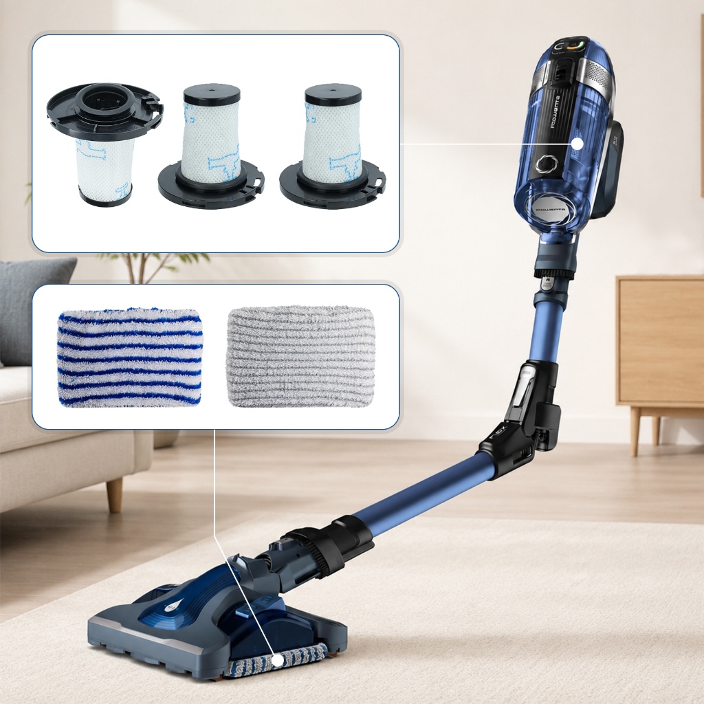 Pre Filter และเช็ดผ้าทําความสะอาดสําหรับ Tefal X-Force Flex 11.60 Aqua Handstick สูญญากาศ TY9890