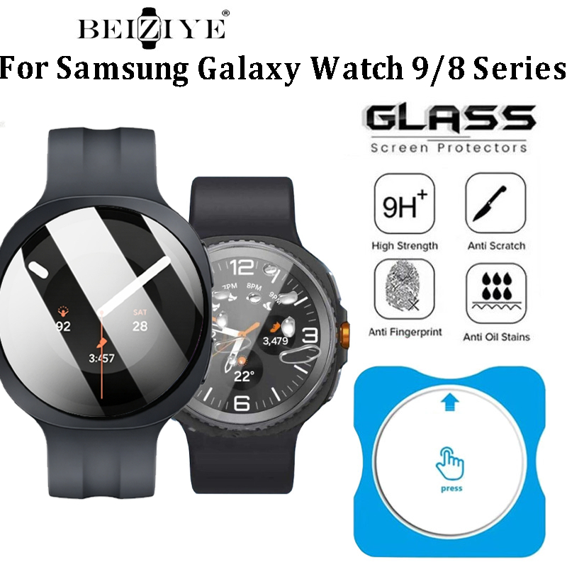 ติดตั้งง่ายกระจก Flim สําหรับ Samsung Galaxy Watch 9 8 คลาสสิกกระจกนิรภัยสําหรับ Samsung Galaxy Watch 8 40 มม.44 มม.เครื่องมือจัดตําแหน่งอัตโนมัติป้องกันฟิล์ม