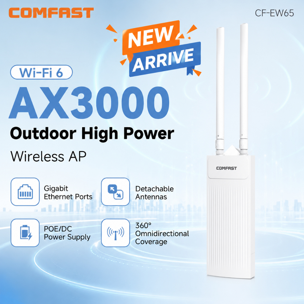 Comfast WiF6 AX3000 Wireless Outdoor AP 2.4Ghz/5.8Ghz Access Point Gigabit LAN/WAN Port Weatherproof