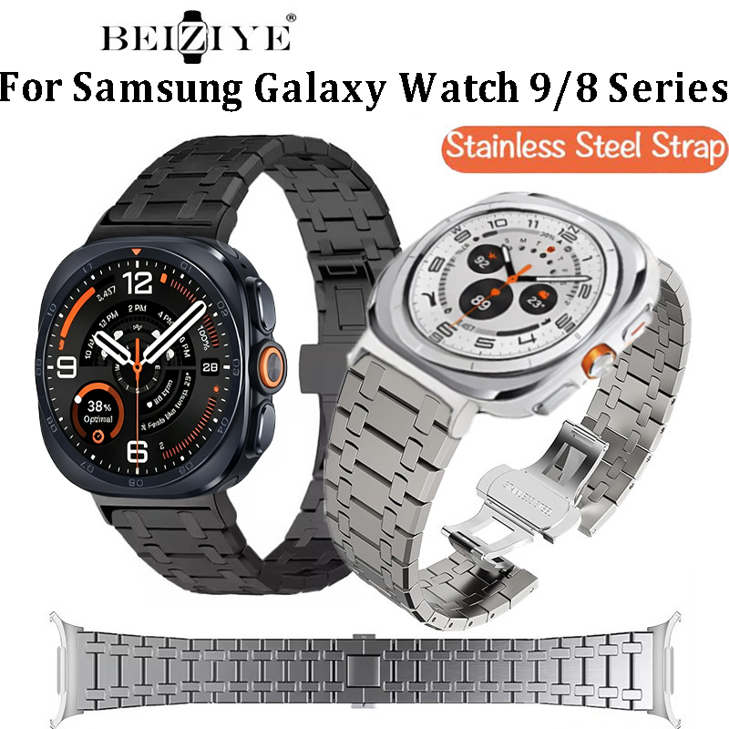 สายโลหะหรูหราสําหรับ Samsung Galaxy Watch 9 /Ultra 2 /8 8 Classic/Ultra 2025 สายสแตนเลสสําหรับ Galax