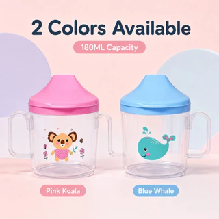แก้วหัดดื่มเด็ก 180ml หัวดูดรูปเป็ด กันสำลัก กันรั่ว ทำความสะอาดง่าย วัสดุPP ปลอดBPA น้ำหนักเบา พกพาสะดวก เหมาะสำหรับ6เดือน+