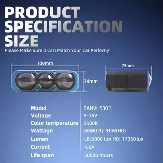 Carolyn Triple เลนส์ LED Spotlight 300W Solenoid Beam Switching LED ไฟหน้า Universal รถรถจักรยานยนต์ Grille Light รถอุปกรณ์เสริม