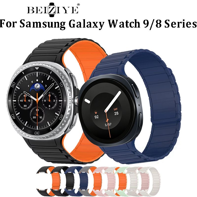 สายซิลิโคนแม่เหล็กสําหรับ Samsung Galaxy Watch 9/8 44 มม.40 มม.8 คลาสสิก 46 มม.สร้อยข้อมือ