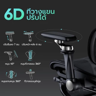 OKDO Vari แขนพัก 6D เก้าอี้ทำงาน เก้าอี้สุขภาพ นั่งนานไม่ร้อน เอนหลัง 175° นั่งสบาย Ergonomic chair 3 ปี
