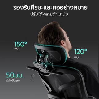 OKDO Vari แขนพัก 6D เก้าอี้ทำงาน เก้าอี้สุขภาพ นั่งนานไม่ร้อน เอนหลัง 175° นั่งสบาย Ergonomic chair 3 ปี